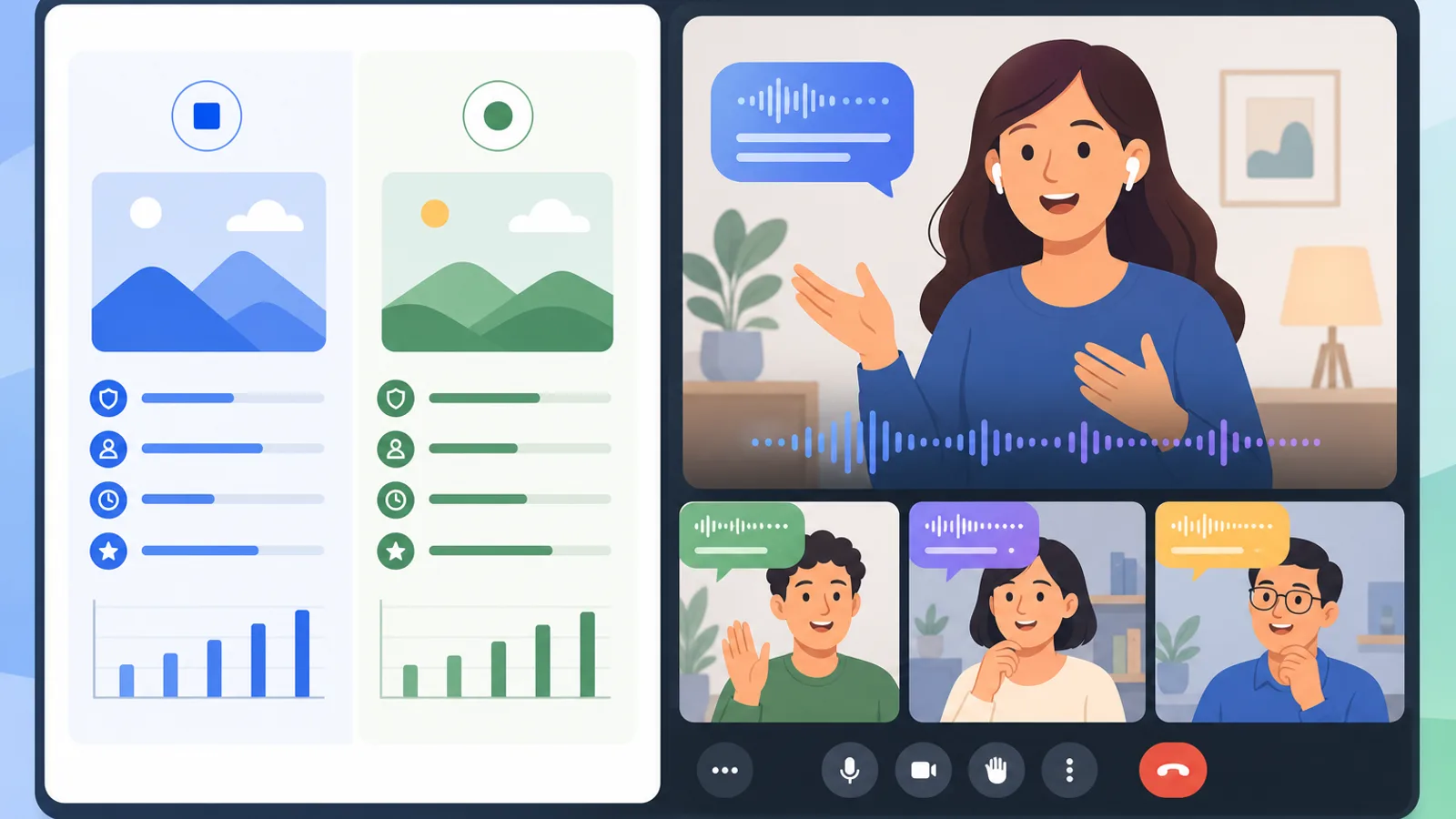 Comparison table of transcripts and live captions in Google Meet