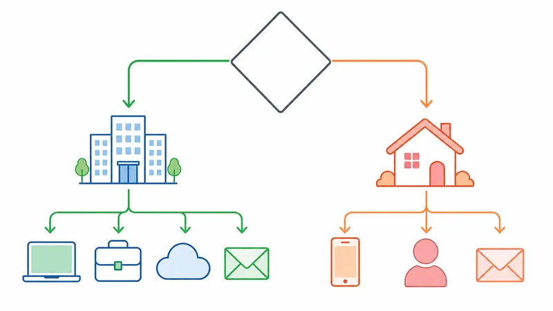 sơ đồ lựa chọn giữa workspace gmail cá nhân và điện thoại